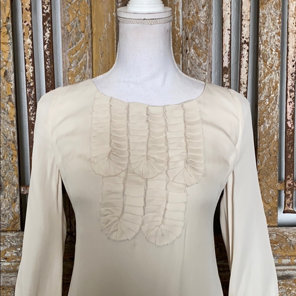 BETH ROWLEY SILK CREAM RUFFLE DRESS 2 NEW - Picture 3 of 9